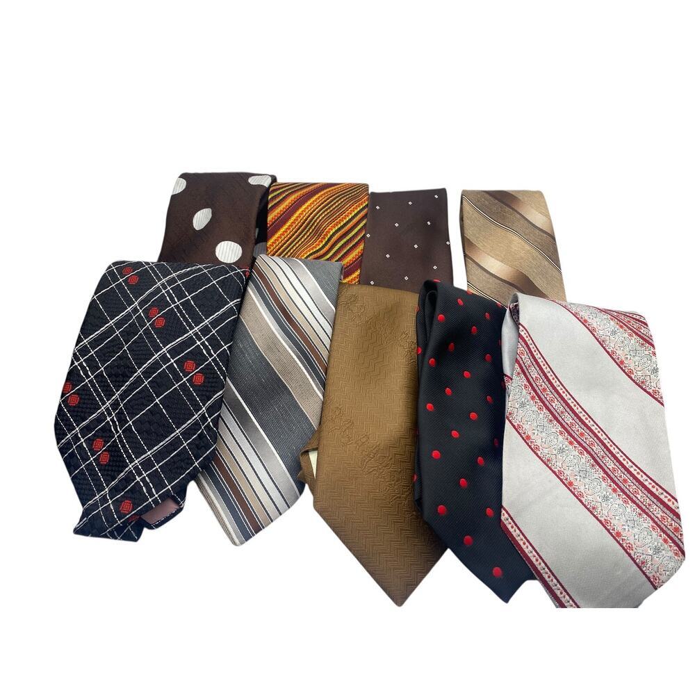 Vintage 1970s 70s Tie Lot Disco Costume Theater Retro Brown Orange Groovy Set 9